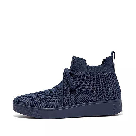 Fitflop Rally Water-Resistant Knit High-Top Sneakers Midnight Navy Womens - South Africa (XFUQ53291)